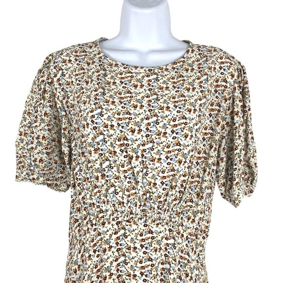 Faithfull the Brand Sidonie Mini Dress Size 4 Aurelia Off White Chestnut NWT - Picture 3 of 13